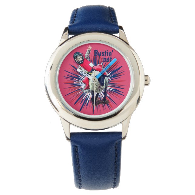 Reloj De Pulsera Oeste de Rodeo Cowgirl Mutton Busting (Anverso)