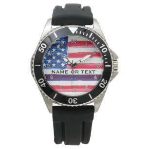 Reloj De Pulsera Oficial de policía de bandera de EE. UU., delgado