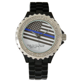Reloj De Pulsera *~* Oficial de policía de la bandera azul delgada