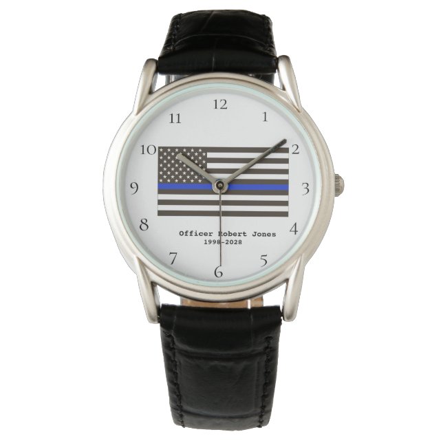 Reloj De Pulsera *~* Oficial de policía Hombres de bandera delgada  (Anverso)