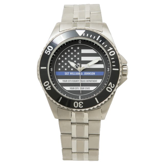 Reloj De Pulsera Oficial de policía personalizado NOMBRE al comisar (Anverso)