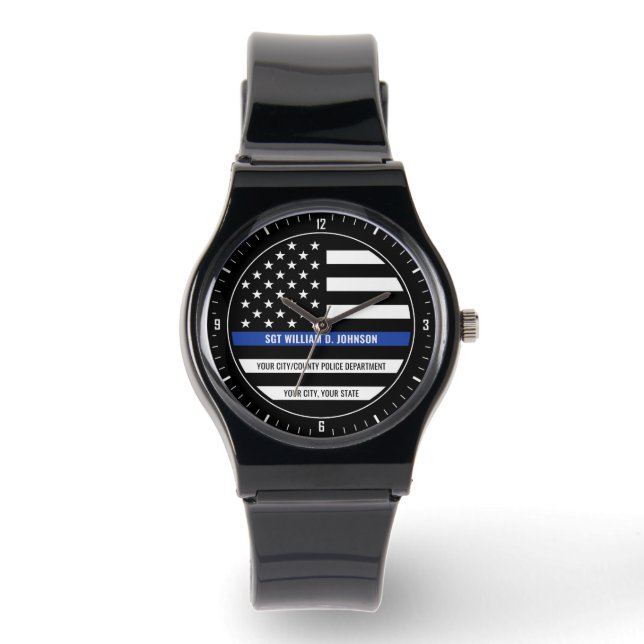 Reloj De Pulsera Oficial de Policía Personalizado NOMBRE Aplicación (Anverso)