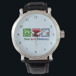 Reloj De Pulsera Oficina de Phlebotomist Peace Love Phlebotomy<br><div class="desc">Un Navidad de reloj de pulsera Flebotomist fresco para un experto en sorteos de sangre y agujas. Una señal de paz,  corazón y viales de sangre. Peace Love Phlebotomy watch.</div>