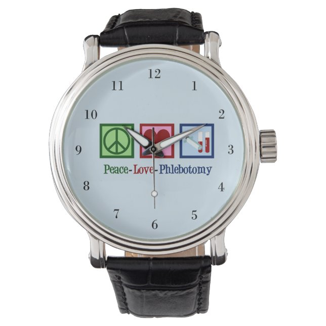 Reloj De Pulsera Oficina de Phlebotomist Peace Love Phlebotomy (Anverso)