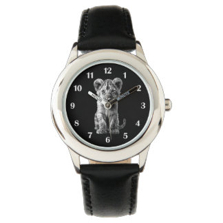 Reloj De Pulsera Oh Baby Big Cat Cubo Gris Números blancos