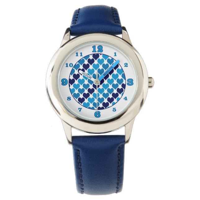 Reloj De Pulsera Oh corazones bebés- Azul (Anverso)