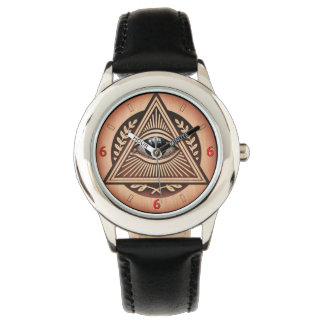 Reloj De Pulsera Ojo de Horus Illuminati 666 Estilo Madera