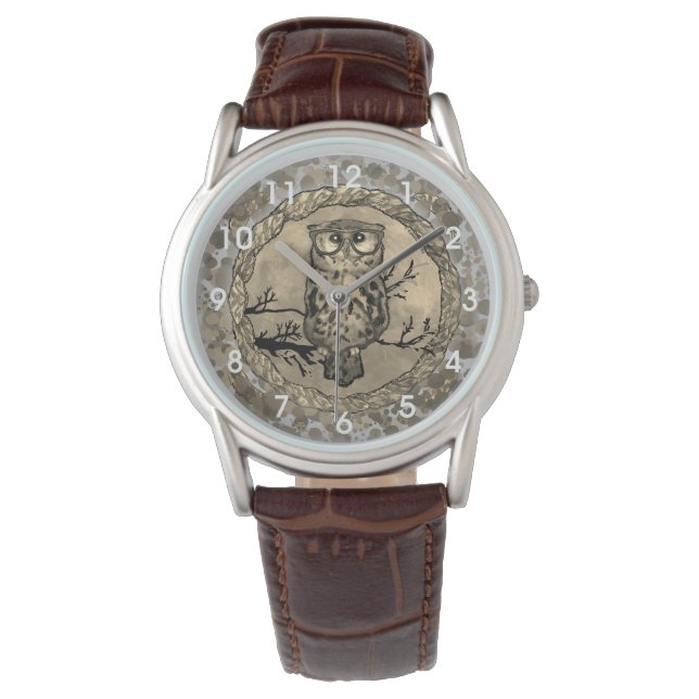 Reloj De Pulsera Ojos de búho miran (Anverso)