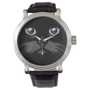 Reloj De Pulsera Ojos de cara de gato negro