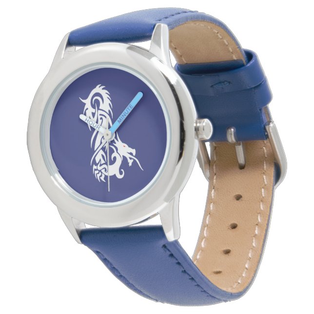Reloj De Pulsera Ojos rojos dragón blanco azul (Angular)