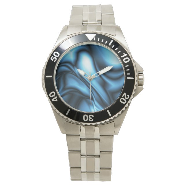 Reloj De Pulsera Ola de seda azul (Anverso)