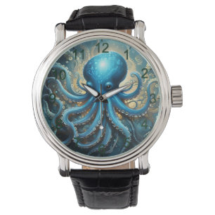 Reloj De Pulsera Olas celestes: El arte fractal del pulpo azul
