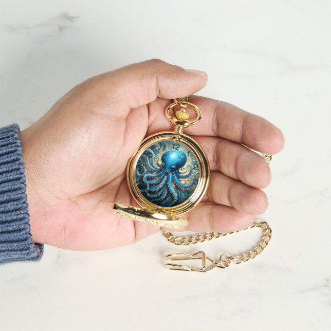 Reloj De Pulsera Olas Celestiales: Arte Fractal del Pulpo Azul,  (Mano)