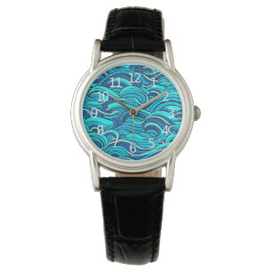 Reloj De Pulsera Olas de agua de océano azul turquesa abstracto  