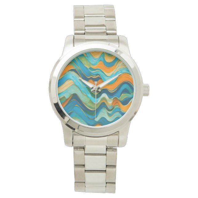 Reloj De Pulsera Olas de Naranja verde azul "Sanlúcar" (Anverso)