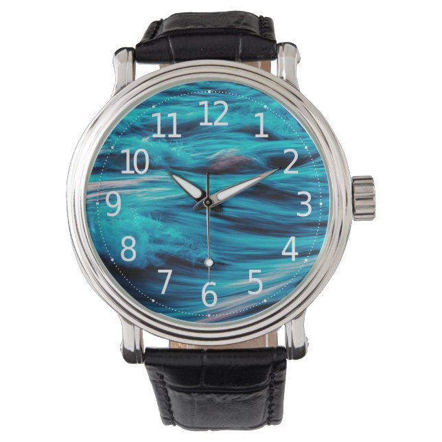Reloj De Pulsera Olas del océano azul abstracto | Vigilancia mascul (Anverso)