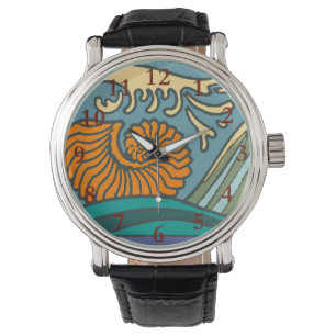 Reloj De Pulsera Olas del océano azul Nautilus Seashell Pattern Nou