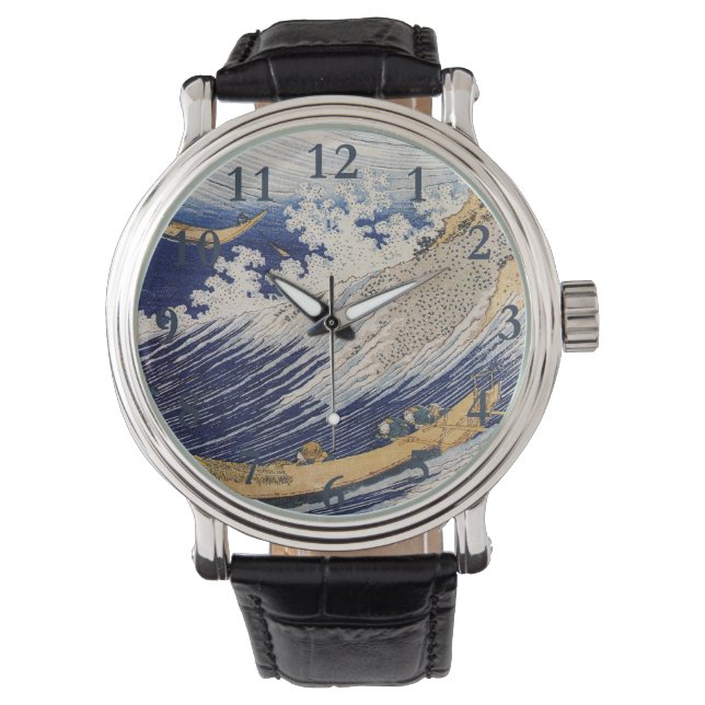 Reloj De Pulsera Olas del Océano de Hokusai Barcos Marítimos (Anverso)