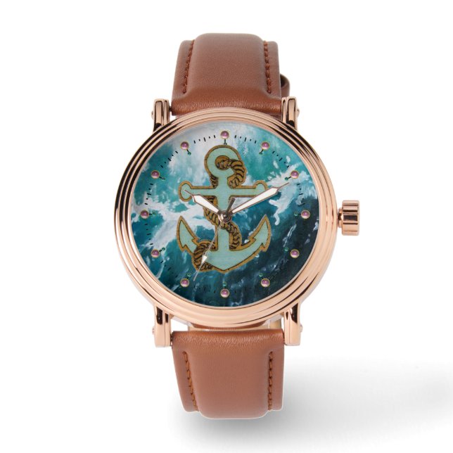 RELOJ DE PULSERA OLAS NÁUTICAS / MARINAS, ANCLAJE Y ROPA (Anverso)