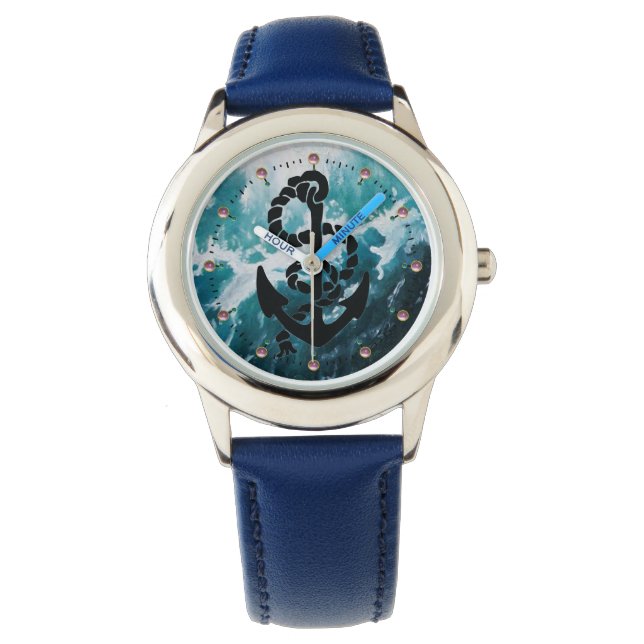 RELOJ DE PULSERA OLAS NÁUTICAS / MARINAS, ANCLAJE Y ROPA (Anverso)