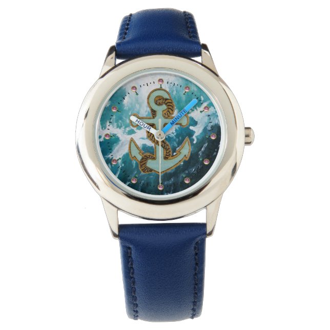 RELOJ DE PULSERA OLAS NÁUTICAS / MARINAS, ANCLAJE Y ROPA (Anverso)