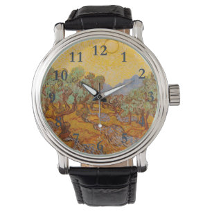 Reloj De Pulsera Olivos de Van Gogh Cielo Sol Amarillo