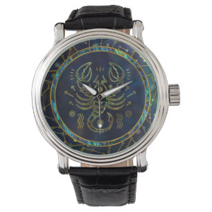 Reloj De Pulsera Olmo del oro del zodiaco del escorpión en la