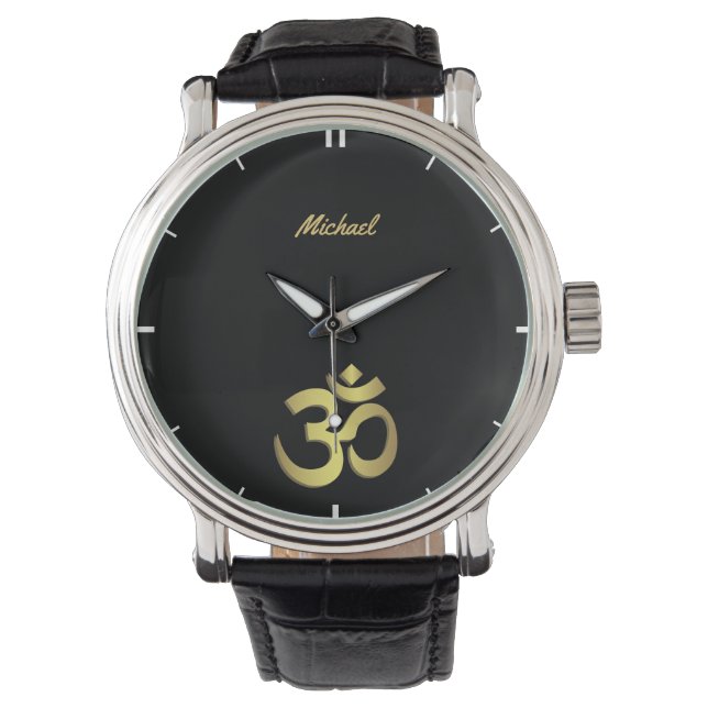 Reloj De Pulsera Om ( Aum ) Nombre del símbolo de yoga (Anverso)