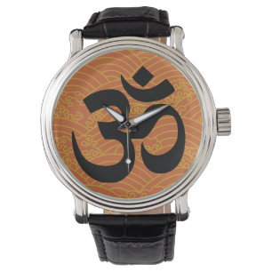 Reloj De Pulsera Om en un mar de olas naranjas