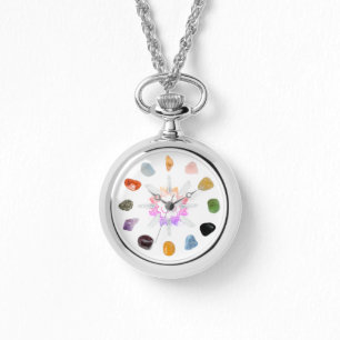 Reloj De Pulsera *~* Om Lotus Crystal Grid Chakra Stones Espiritual