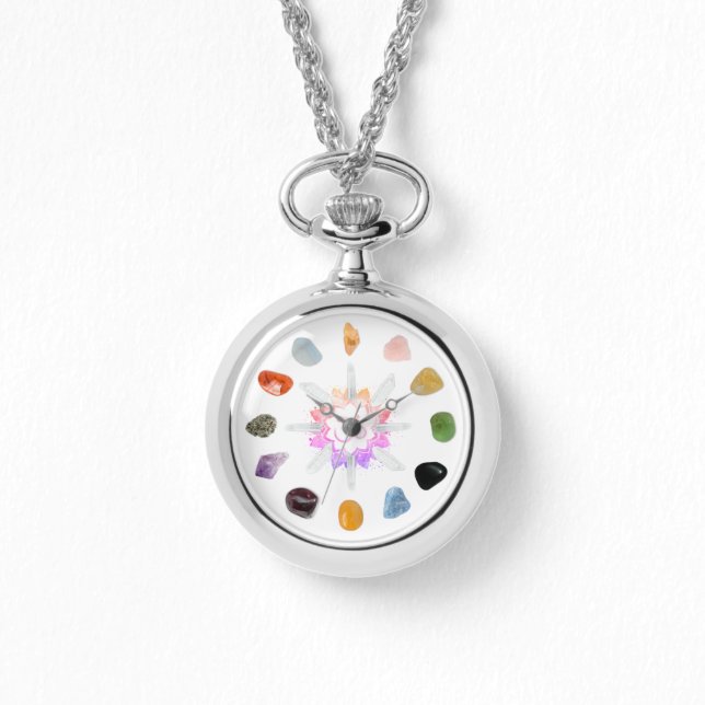 Reloj De Pulsera *~* Om Lotus Crystal Grid Chakra Stones Espiritual (Anverso)
