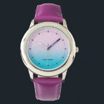 Reloj De Pulsera Ombre Purpurina rosa y turquesa<br><div class="desc">El diseño de este reloj electrónico presenta una textura purpurina rosa y turquesa oscura con números negros y es perfecto para un niño.</div>