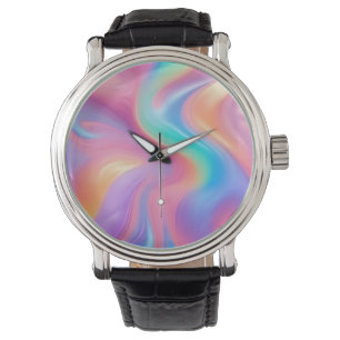 Reloj De Pulsera Ondas abstractas de neón rosa azul