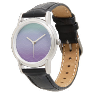 Reloj De Pulsera Ondas de embrión - Verde azulado y púrpura (oscuro