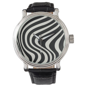Reloj De Pulsera Ondas retro en blanco y negro