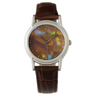 Reloj De Pulsera Opal de fuego naranja iridiscente