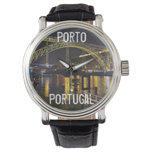 Reloj De Pulsera Oporto - Portugal. Escena nocturna cerca del río 