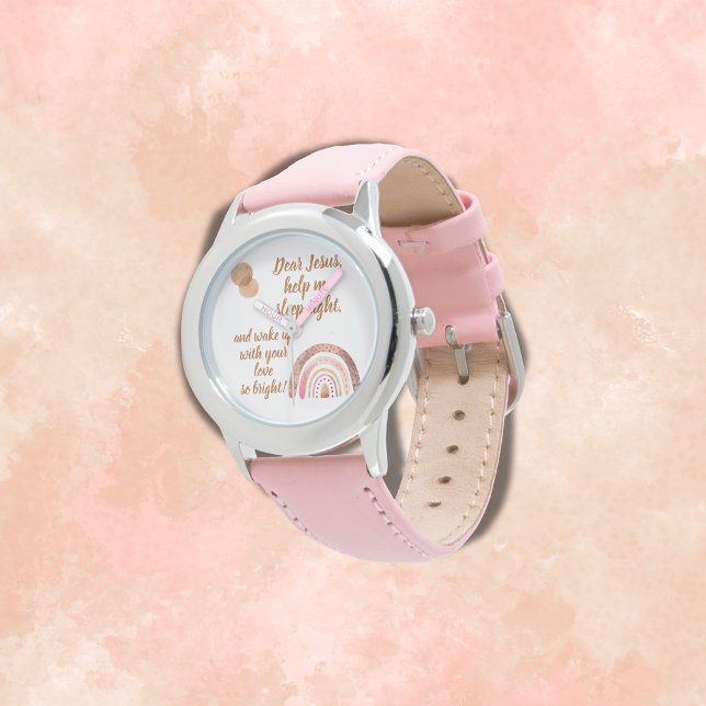 Reloj De Pulsera Oración cristiana para niños Brown y Rosa | (Subido por el creador)