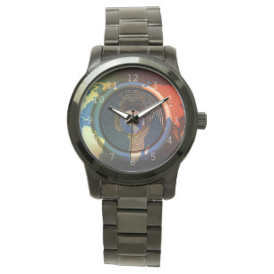 Reloj De Pulsera Orador sobre el fondo de un mapa mundial