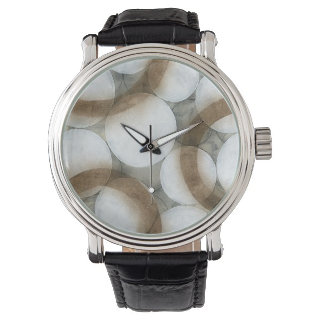 Reloj De Pulsera Orbes blancas y círculos marrones (Anverso)