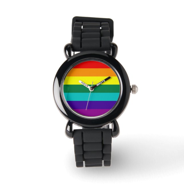 Reloj De Pulsera Orgullo arcoiris de 7 bandas (Anverso)