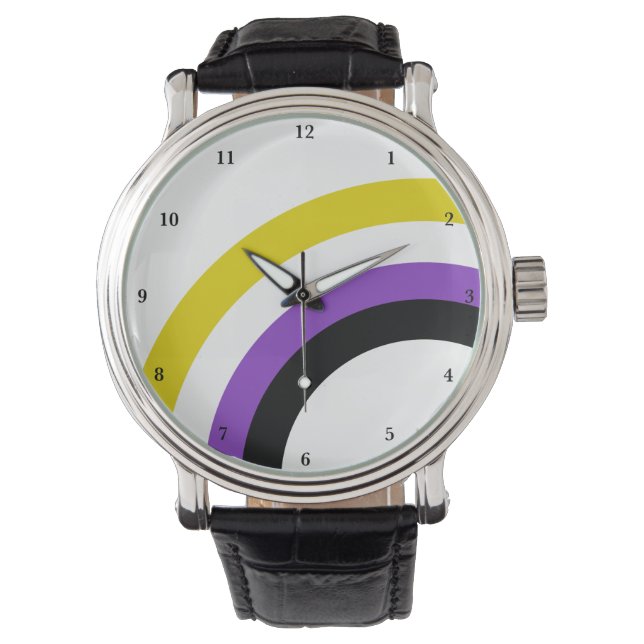 Reloj De Pulsera Orgullo arcoiris no binario personalizado (Anverso)
