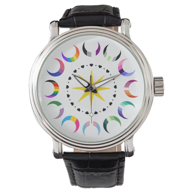 Reloj De Pulsera Orgullo de la Media Luna Queer (Anverso)