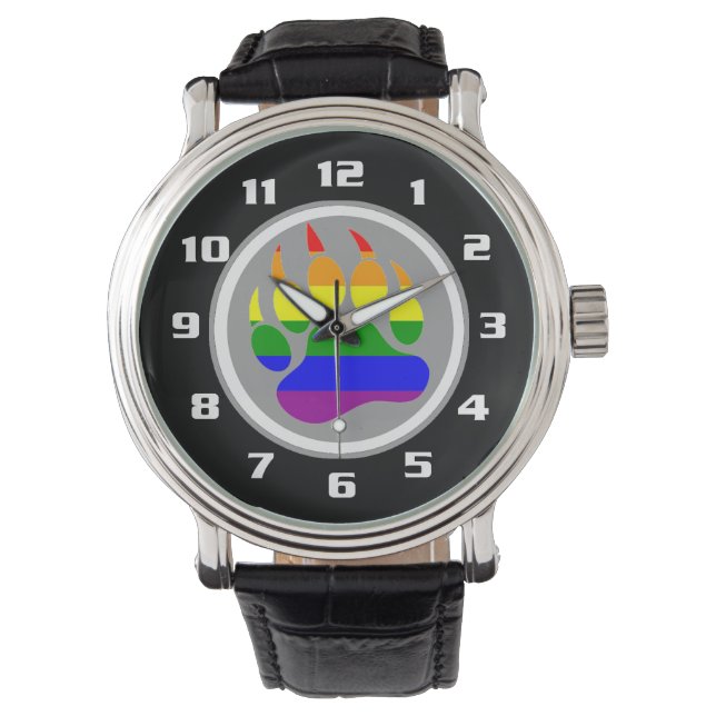 Reloj De Pulsera Orgullo gay de oso arco iris (Anverso)
