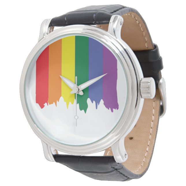 Reloj De Pulsera Orgullo gay LGBT Arcoiris con pintura (Angular)