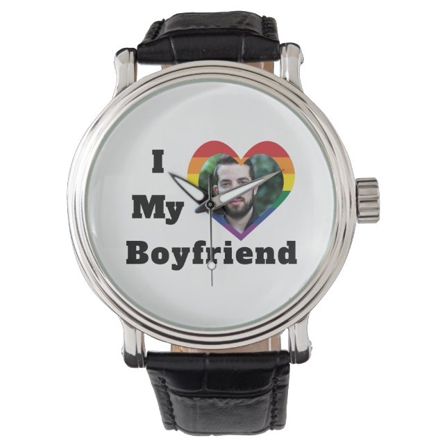 Reloj De Pulsera Orgullo gay Personalizado LGBTQ Foto Amo a mi novi (Anverso)
