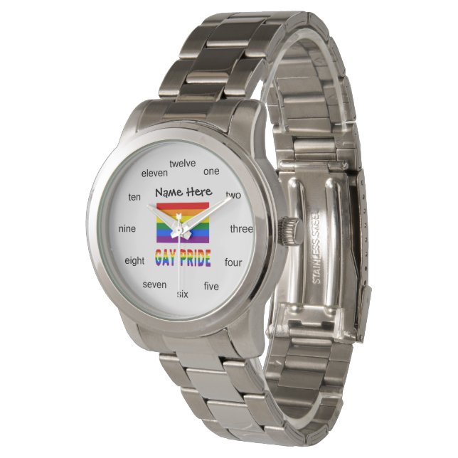 Reloj De Pulsera Orgullo gay y bandera arcoiris personalizada (Angular)