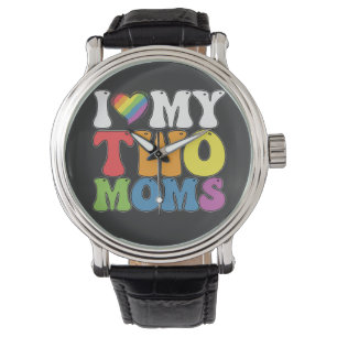 Reloj De Pulsera Orgullo LGBT Me encanta mi apoyo a dos madres lesb
