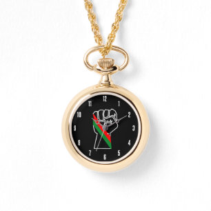 Reloj De Pulsera orgullo negro bandera panafricana roja verde puño