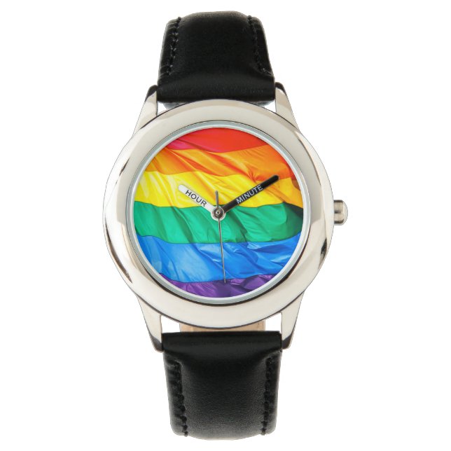 Reloj De Pulsera Orgullo sólido - Cierre de la bandera del orgullo  (Anverso)